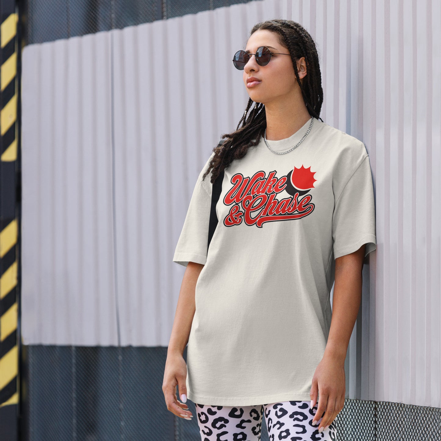 Wake & Chase Oversized Faded Tee